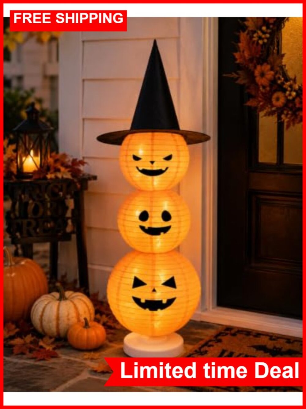 Halloween Jack O Lantern Pumpkin Paper Lantern with String Light